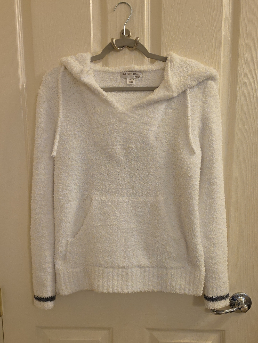 Barefoot Dreams CozyChic Baja Hoodie Sweater Size 1 S/M Gray White